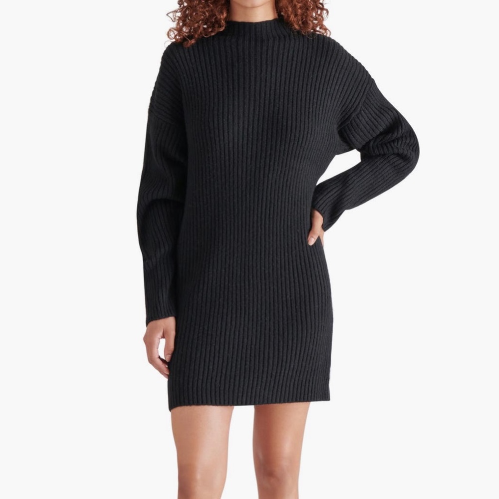 Steve Madden Black Kallie Mini Sweater Dress!